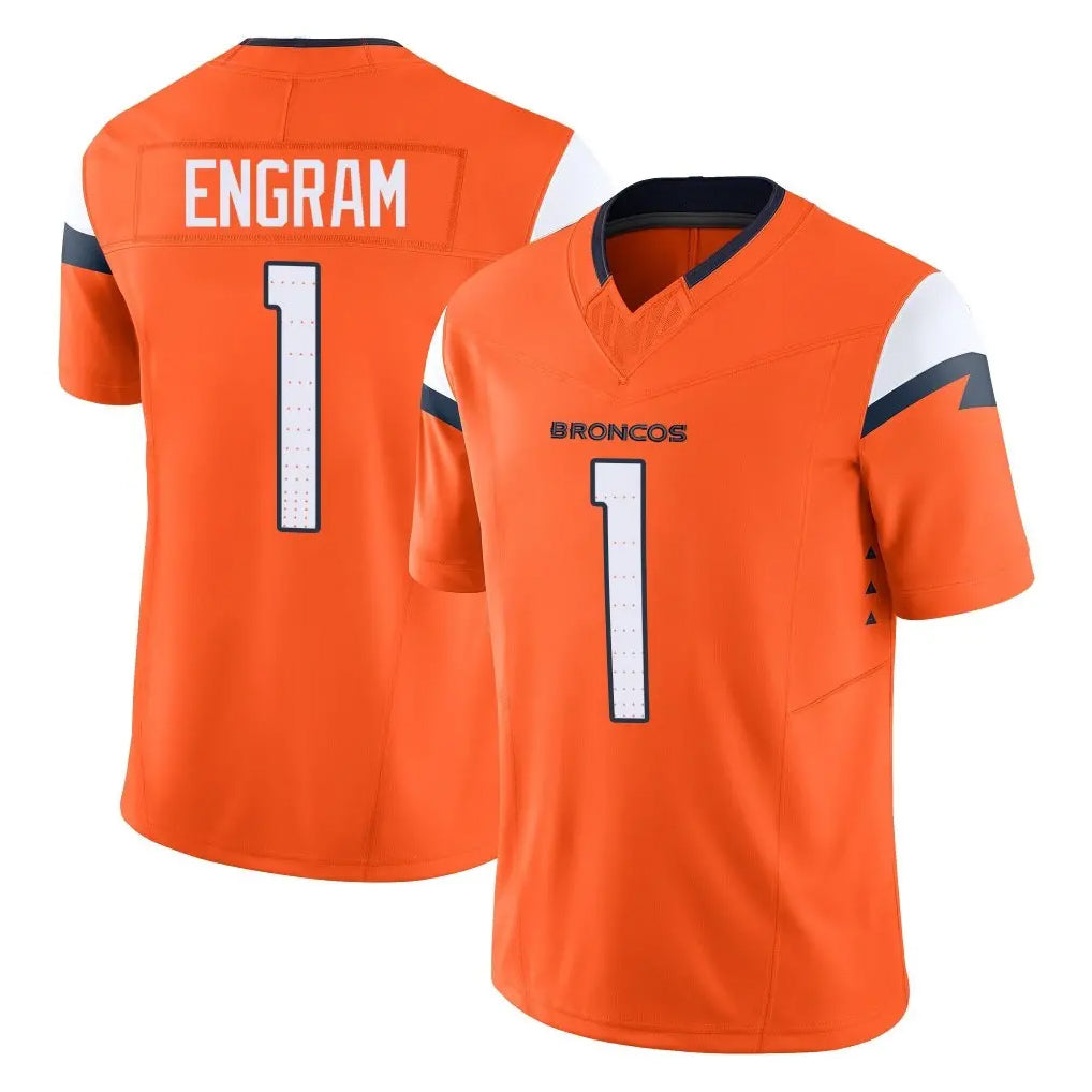 D.Broncos #1 Evan Engram Player Orange Vapor F.U.S.E. Limited Home Game Ddoa Stitched Jerseys