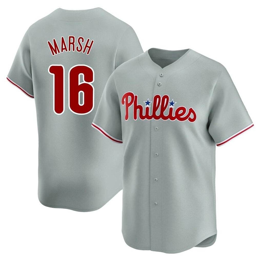 P.Phillies #16 Brandon Marsh Player Gray Home Limited Ddoa Stitched Jerseys