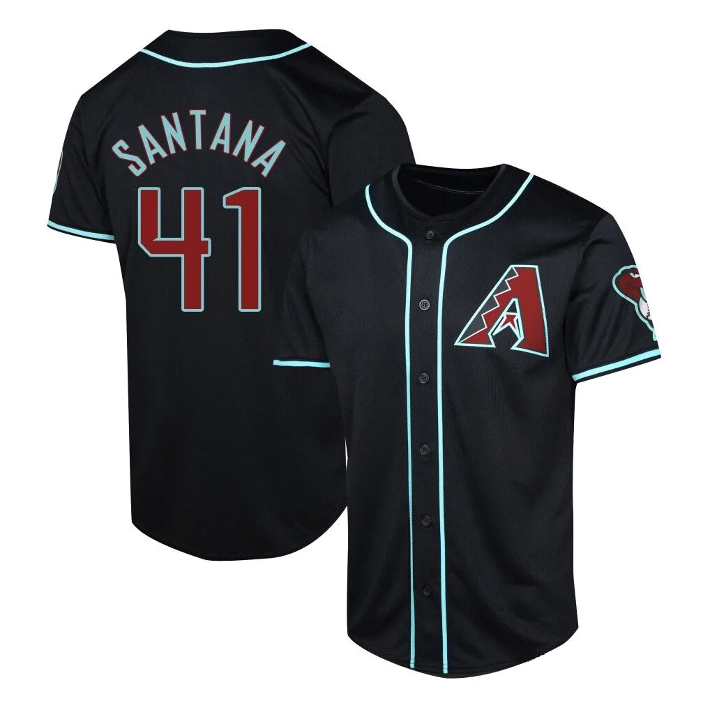 A.Diamondbacks #41 Carlos Santana Player Black Limited Home Game Ddoa Stitched Jerseys