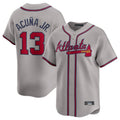 A.Braves #13 Ronald Acuna Jr. Player Gray Road Limited Ddoa Stitched Jerseys