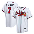 A.Braves #7 Ha-Seong Kim Player White Home Game Ddoa Stitched Jerseys