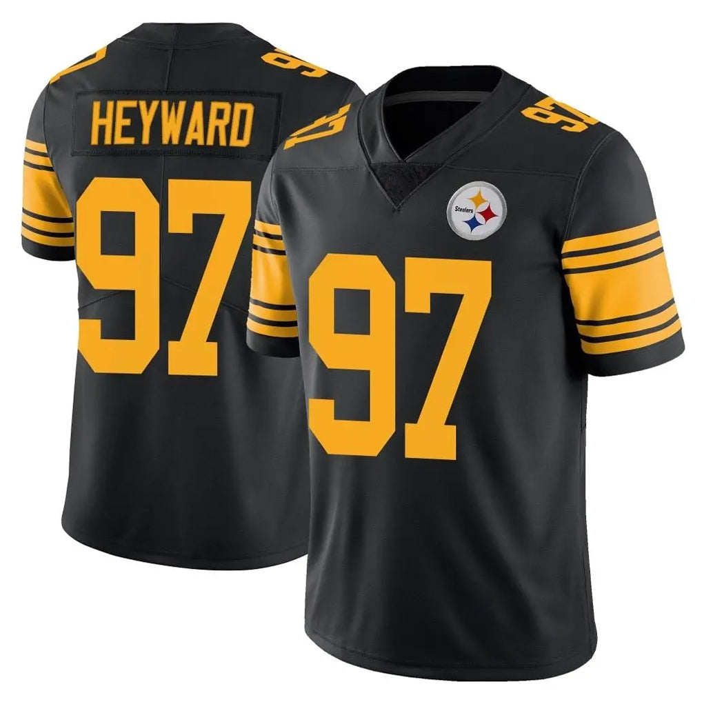 P.Steelers #97 Cameron Heyward Player Black Limited Color Rush Home Game Ddoa Stitched Jerseys