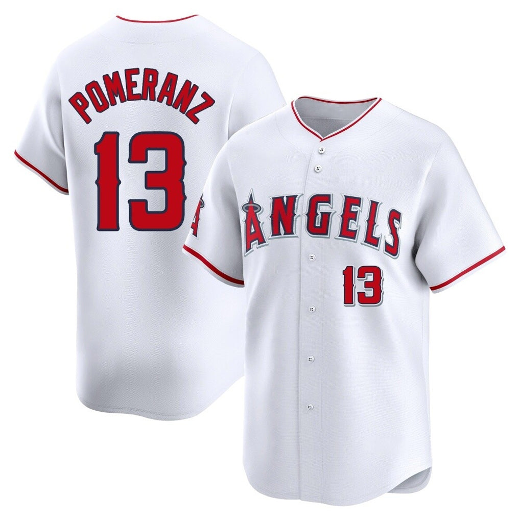 LA.Angels #13 Drew Pomeranz Player White Limited Home Ddoa Stitched Jerseys