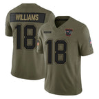 NE.Patriots #18 Kyle Williams Player Olive Salute To Service Limited Ddoa Stitched Jerseys