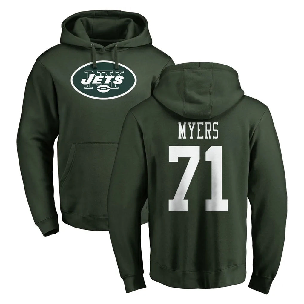 NY.Jets #71 Josh Myers Player Green LOGO Pullover Hoodies Limited Game Ddoa Stitched Jerseys