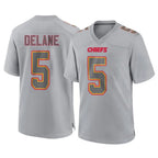 KC.Chiefs #5 Mansoor Delane Player Gray Atmosphere Fashion Game Ddoa Stitched Jerseys