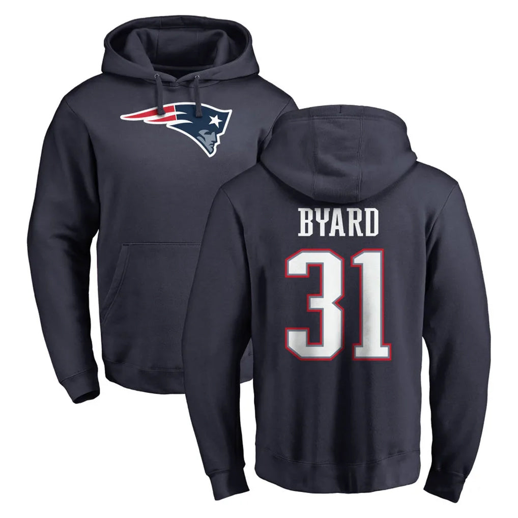 NE.Patriots #31 Kevin Byard Player Navy LOGO Pullover Hoodies Home Game Ddoa Stitched Jerseys