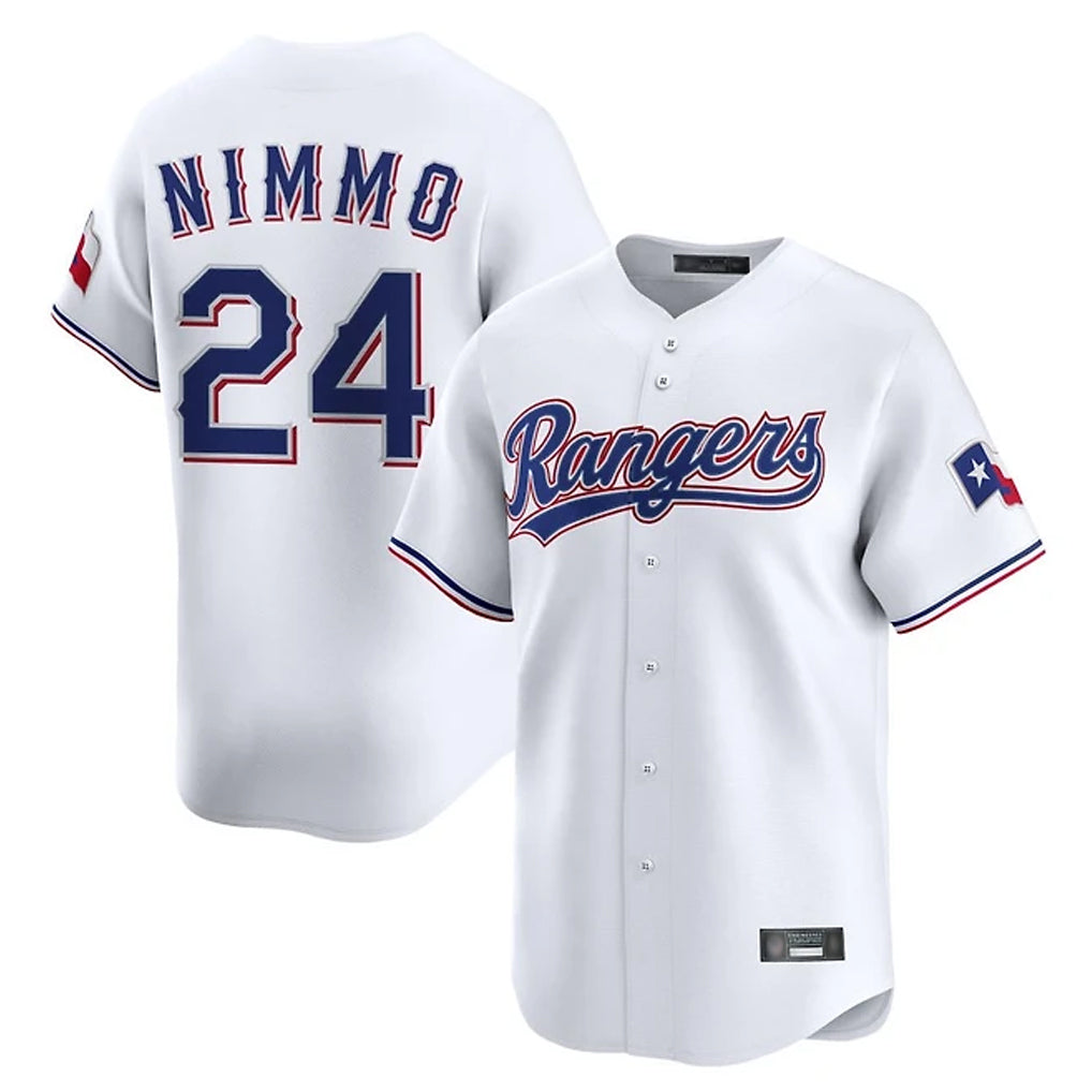 T.Rangers #24 Brandon Nimmo Player White Home Limited Ddoa Stitched Jerseys