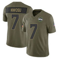 S.Seahawks #7 Uchenna Nwosu Player Olive 2025 Salute To Service Limited Home Game Ddoa Stitched Jerseys