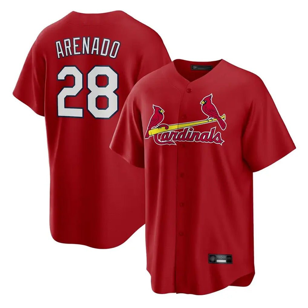 St. Louis Cardinals #28 Nolan Arenado Player Red Home Game Ddoa Stitched Jerseys