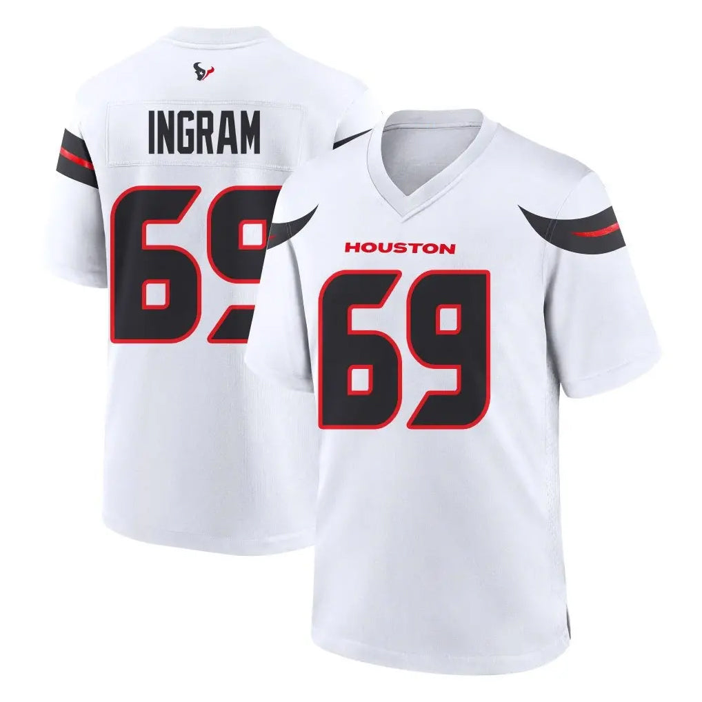 H.Texans #69 Ed Ingram Player White Home Game Ddoa Stitched Jerseys