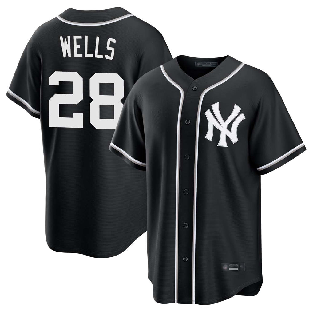 NY.Yankees #28 Austin Wells Player Black Out Game Home Ddoa Stitched Jerseys