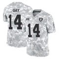 LV.Raiders #14 Matt Gay Player Arctic Camo Salute To Service Limited Game Ddoa Stitched Jerseys