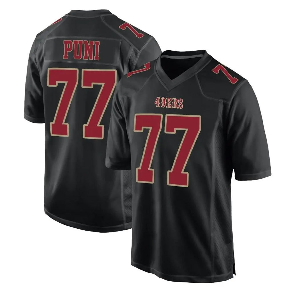SF.49ers #77 Dominick Puni Player Black Fashion Home Game Ddoa Stitched Jerseys