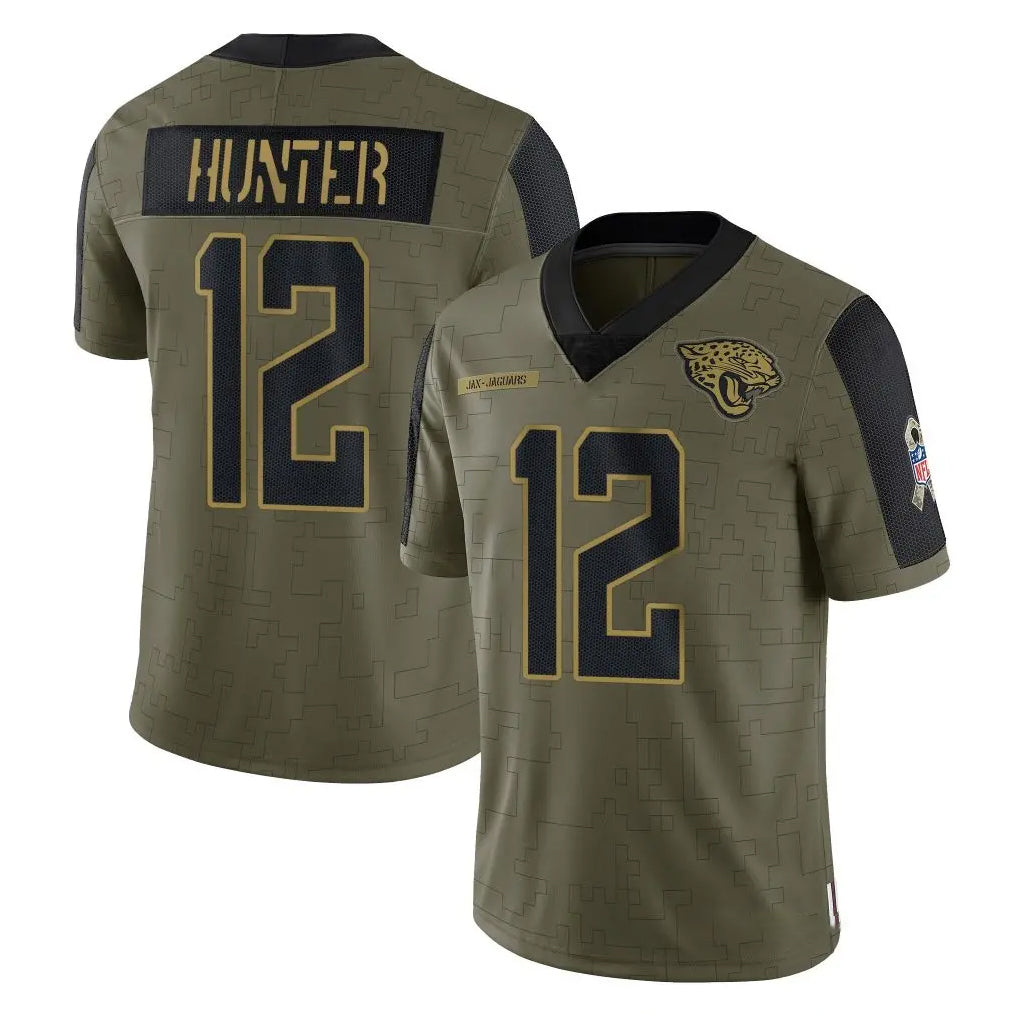 J.Jaguars #12 Travis Hunter Player Olive Salute To Service Limited Game Ddoa Stitched Jerseys