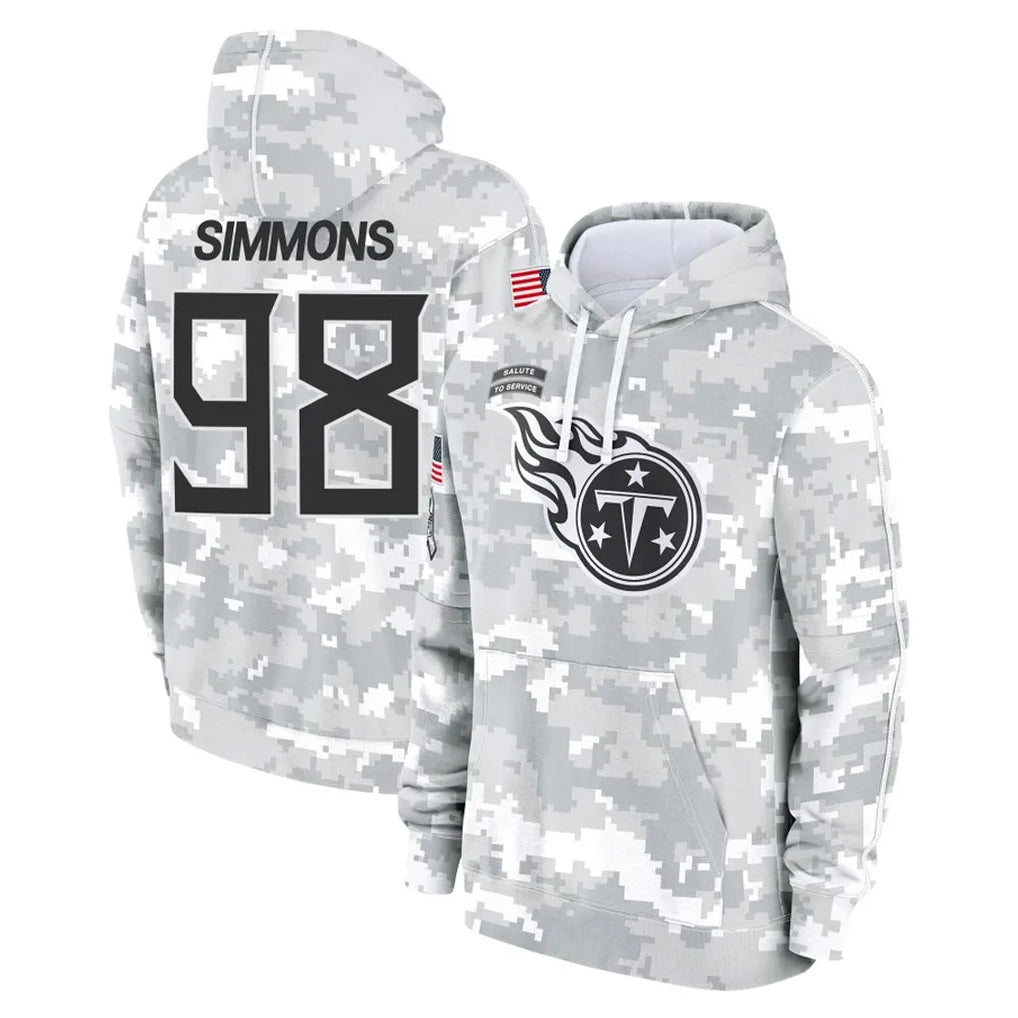 T.Titans #98 Jeffery Simmons Player Camo Arctic Salute to Service Pullover Hoodies Home Game Ddoa Stitched Jerseys