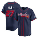 A.Braves #27 Austin Riley Player Navy 2025 Speedway Classic Home Game Ddoa Stitched Jerseys