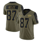 KC.Chiefs #87 Travis Kelce Player Olive Salute To Service Limited Game Ddoa Stitched Jerseys