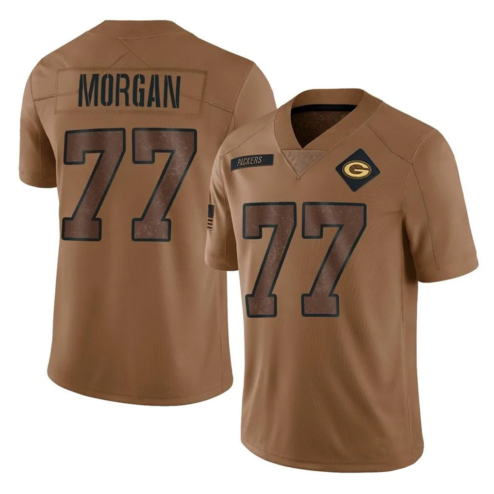 GB.Packers #77 Jordan Morgan Player Brown Salute To Service Limited Ddoa Stitched Jerseys