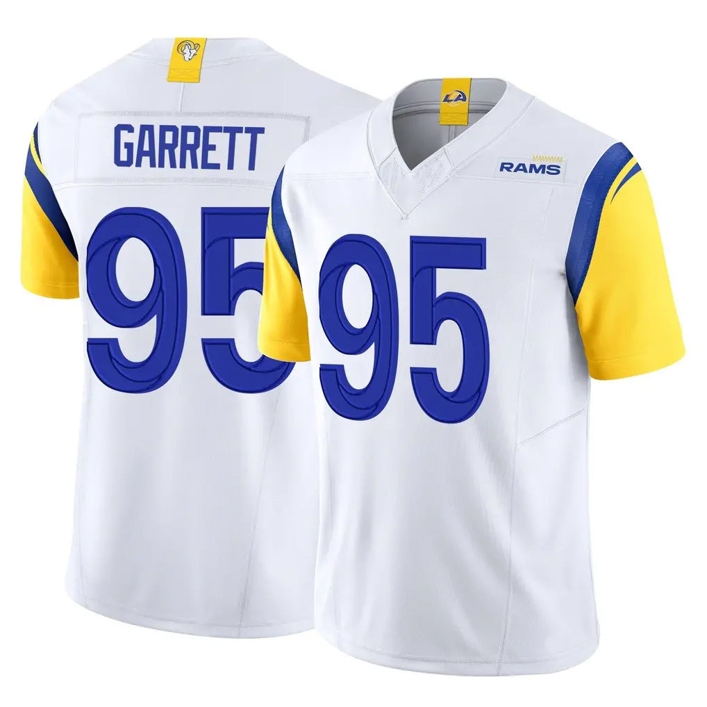 LA.Rams #95 Myles Garrett Player White Limited Vapor F.U.S.E. Home Game Ddoa Stitched Jerseys
