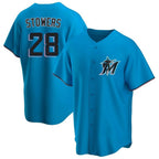 M.Marlins #28 Kyle Stowers Player Blue Home Game Ddoa Stitched Jerseys
