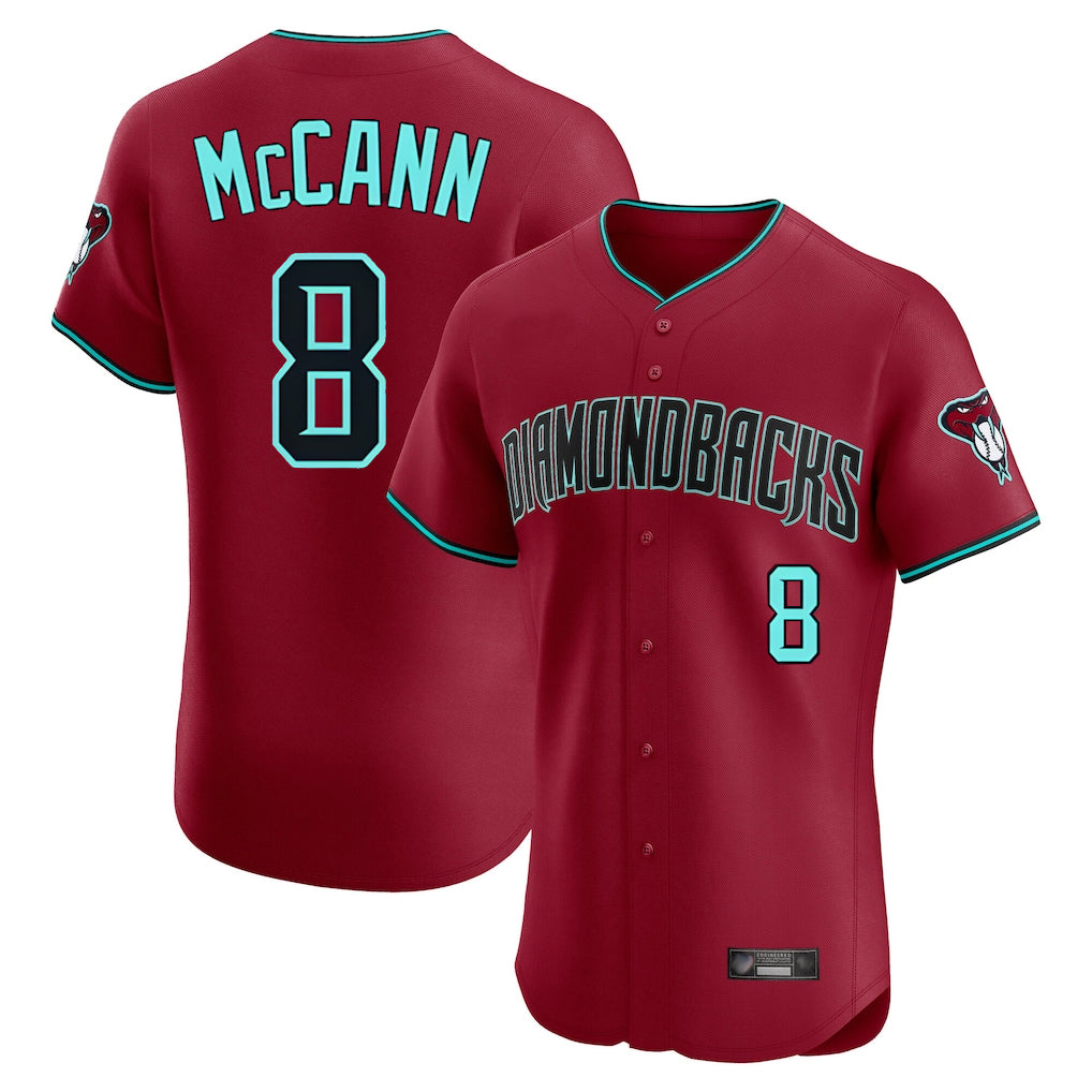 A.Diamondbacks #8 James McCann Player Red Limited Elite Home Game Ddoa Stitched Jerseys