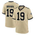 NO.Saints #19 Barion Brown Player Gold Home Game Ddoa Stitched Jerseys