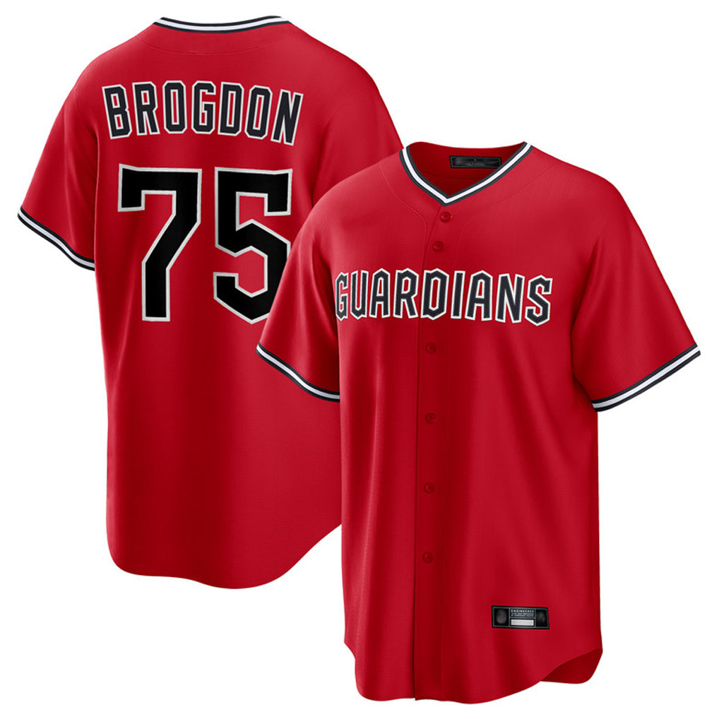 C.Guardians #75 Connor Brogdon Player Red Home Game Ddoa Stitched Jerseys