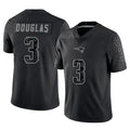 NE.Patriots #3 DeMario Douglas Player Black Reflective LImited Home Game Ddoa Stitched Jerseys