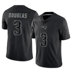 NE.Patriots #3 DeMario Douglas Player Black Reflective LImited Home Game Ddoa Stitched Jerseys