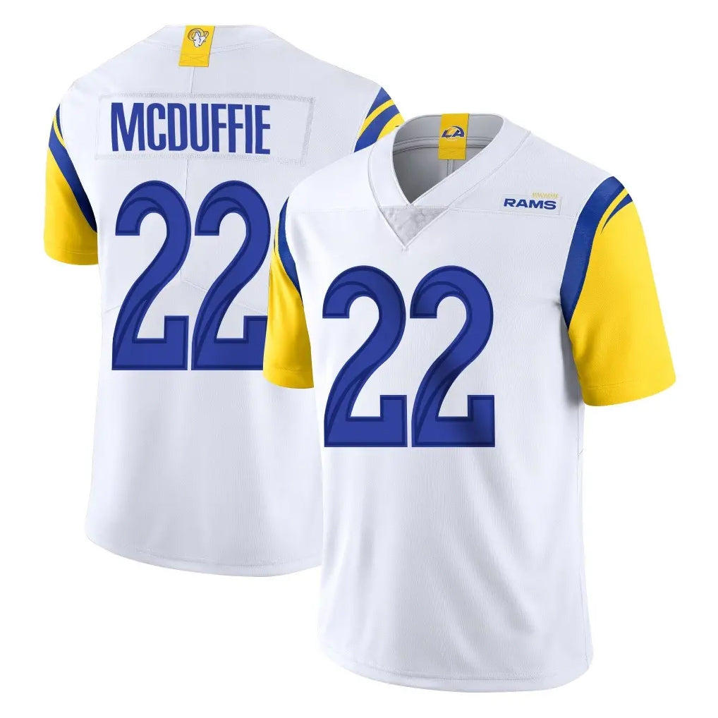 LA.Rams #22 Trent McDuffie Player White Limited Vapor Untouchable Home Game Ddoa Stitched Jerseys
