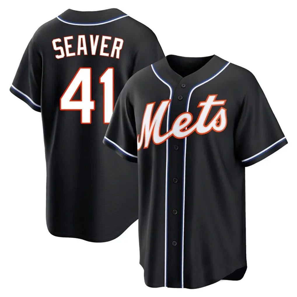 NY.Mets #41 Tom Seaver Player Black Fashion Out Game Ddoa Stitched Jerseys