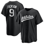 Athletics #9 Reggie Jackson Player Black Fashion Home Game Ddoa Stitched Jerseys