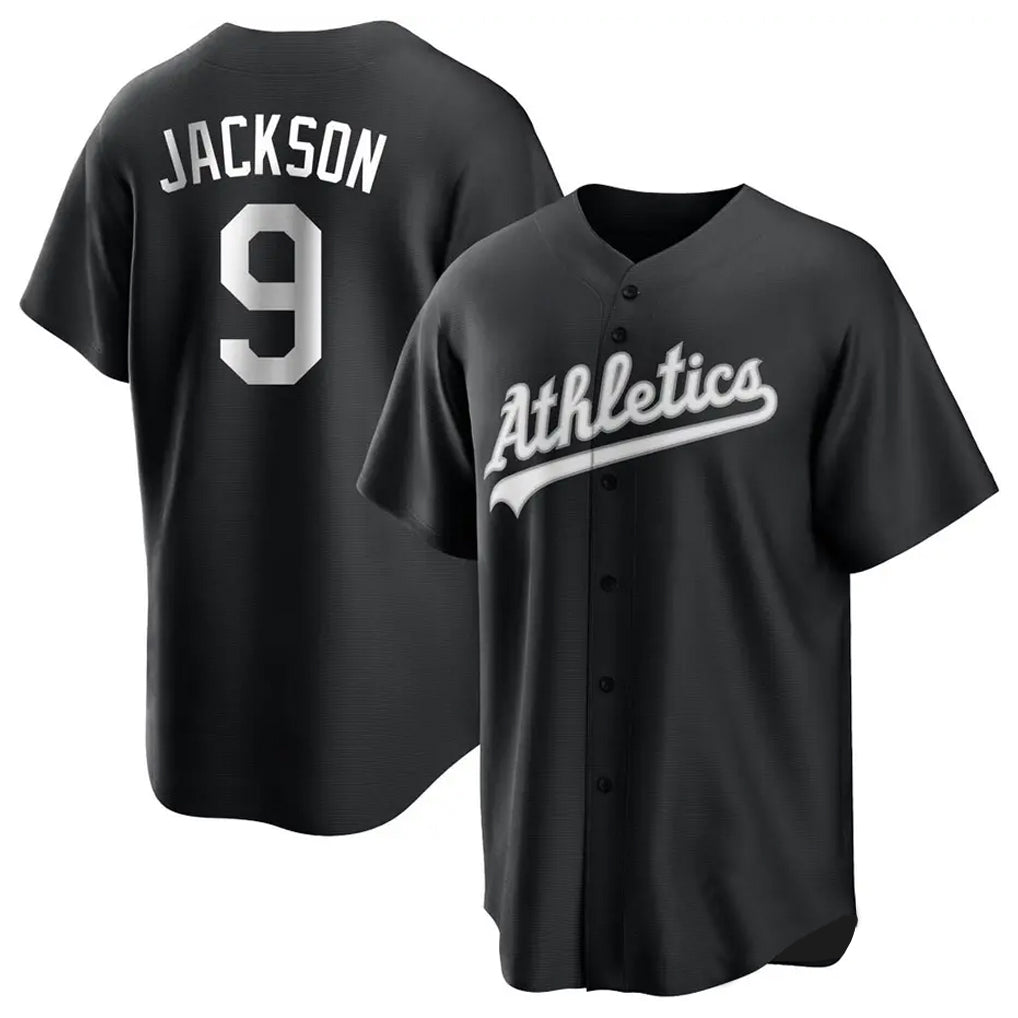 Athletics #9 Reggie Jackson Player Black Fashion Home Game Ddoa Stitched Jerseys