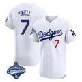 LA.Dodgers #7 Blake Snell Player White Limited Elite World Series Meet Home Ddoa Stitched Jerseys