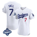 LA.Dodgers #7 Blake Snell Player White Limited Elite World Series Meet Home Ddoa Stitched Jerseys