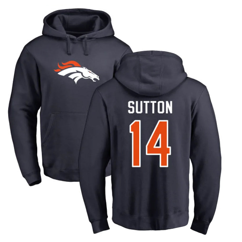 D.Broncos #14 Courtland Sutton Player Navy Pullover Hoodie Limited Ddoa Stitched Jerseys