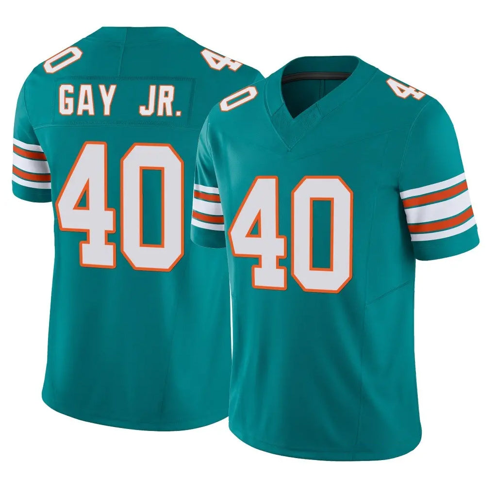 M.Dolphins #40 Willie Gay Jr. Player Aqua Limited Alternate Vapor F.U.S.E. Home Game Ddoa Stitched Jerseys
