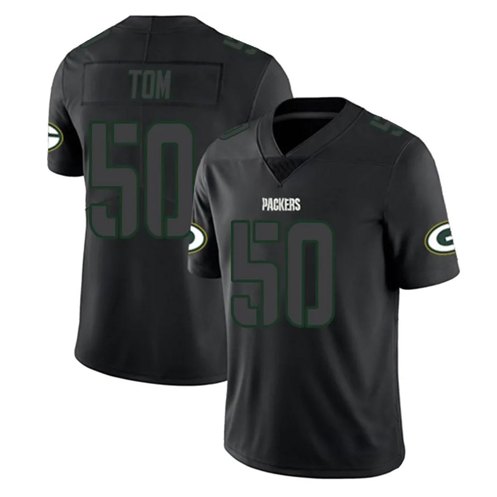 GB.Packers #50 Zach Tom Player Black Impact Limited Home Game Ddoa Stitched Jerseys