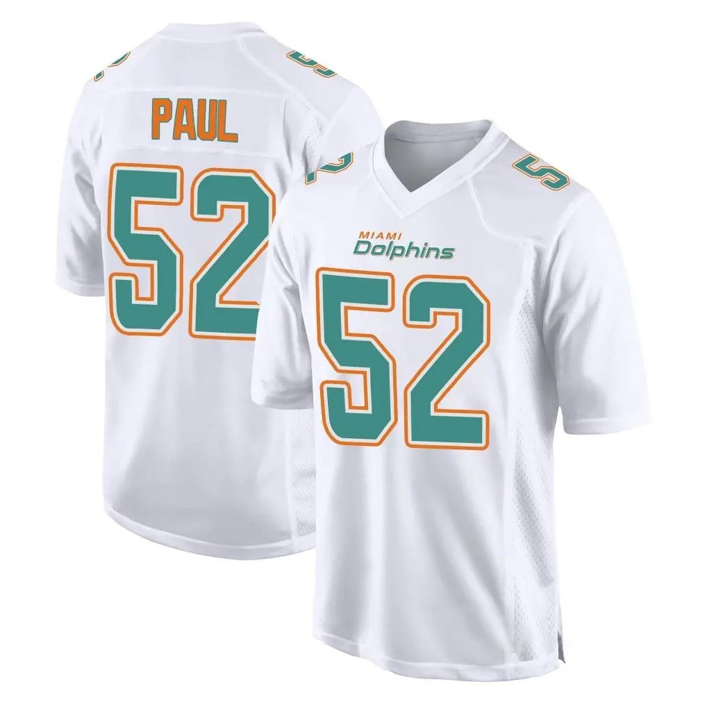 M.Dolphins #52 Patrick Paul Player White Fashion Home Game Ddoa Stitched Jerseys