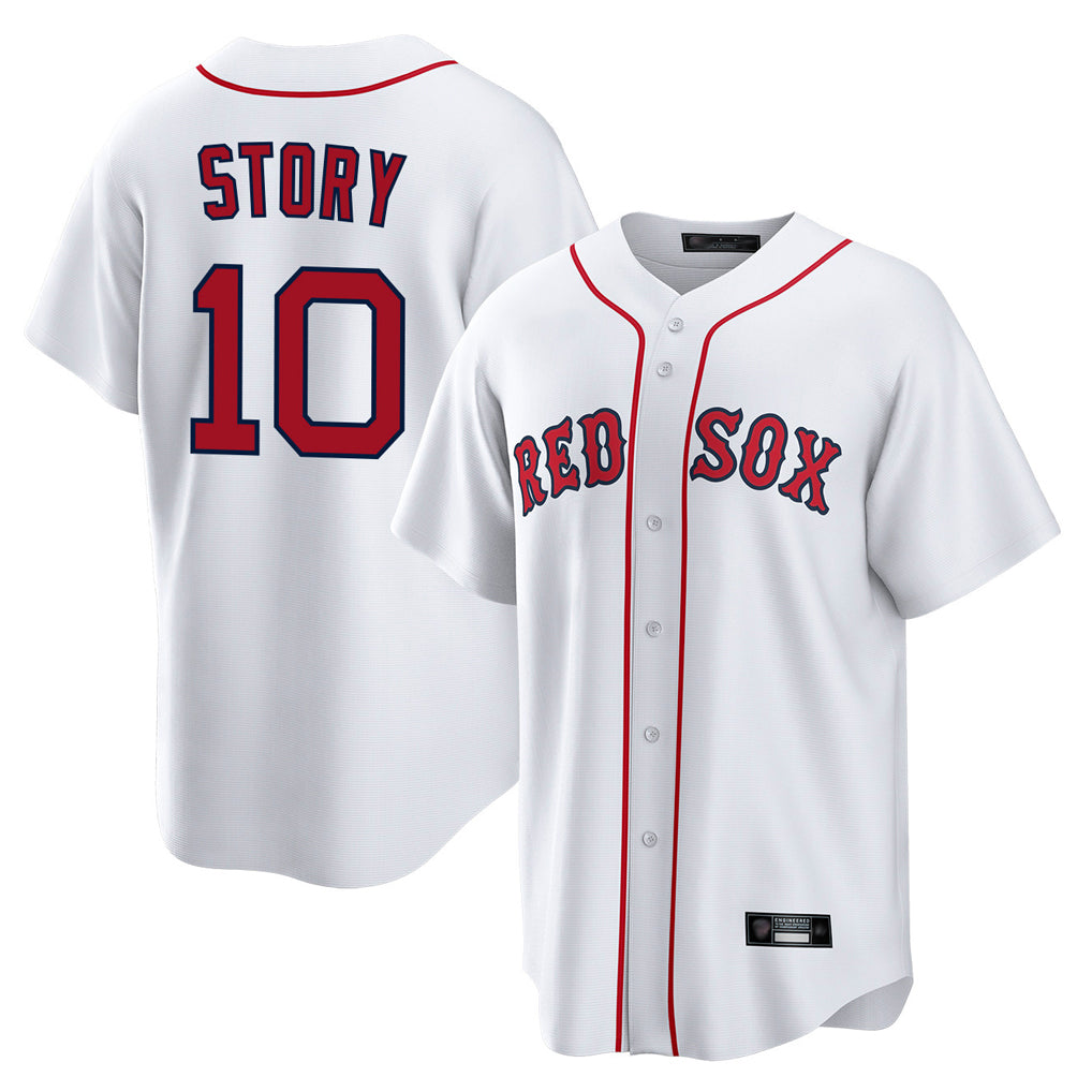 B.Red Sox #10 Trevor Story Player White Home Game Ddoa Stitched Jerseys