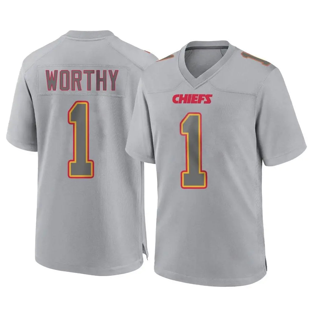KC.Chiefs #1 Xavier Worthy Player Gray Atmosphere Fashion Game Ddoa Stitched Jerseys