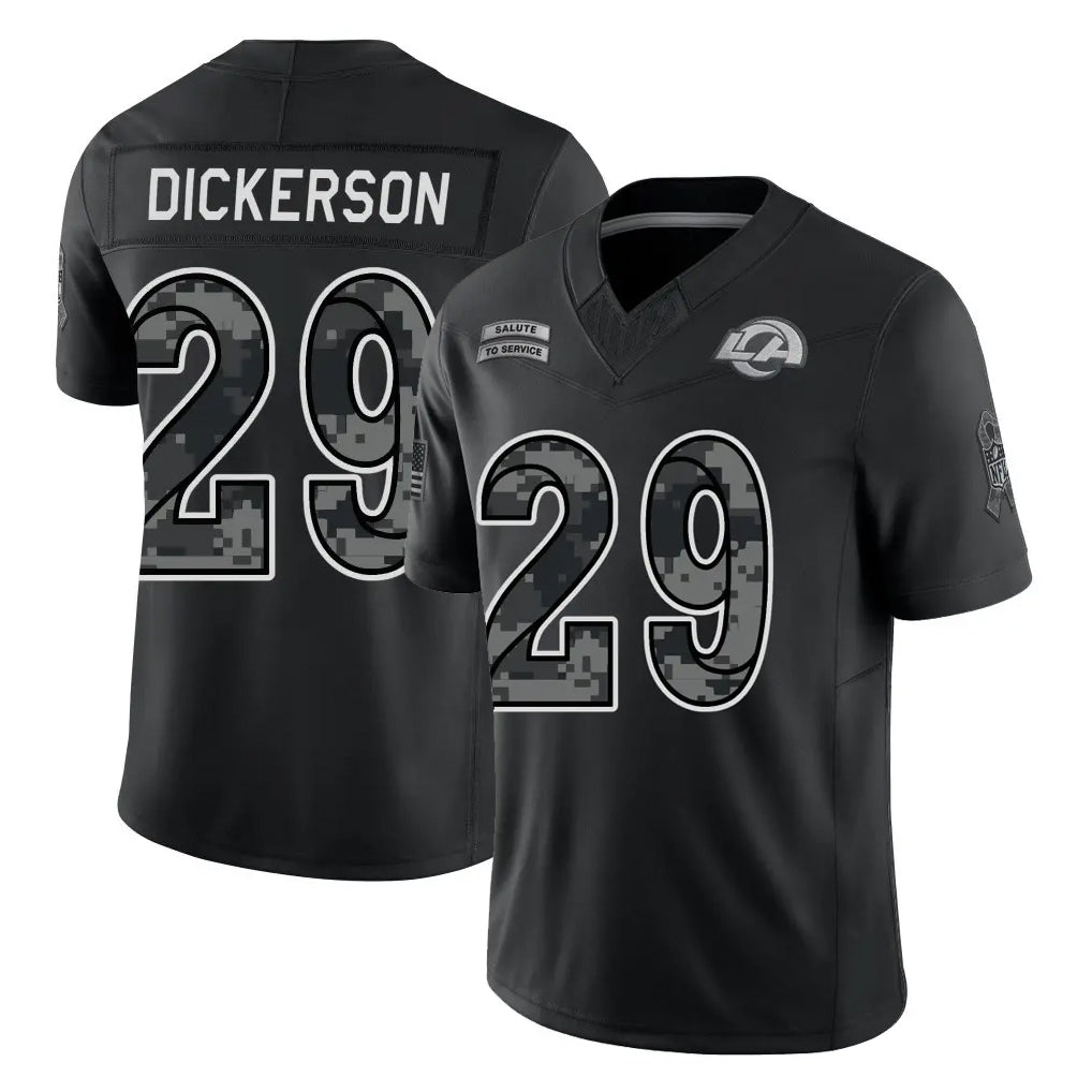 LA.Rams #29 Eric Dickerson Player Black Limited 2026 Salute to Service Home Game Ddoa Stitched Jerseys