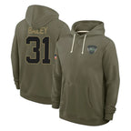 NY.Jets #31 David Bailey Player Olive Salute to Service Pullover Hoodies Limited Ddoa Stitched Jerseys