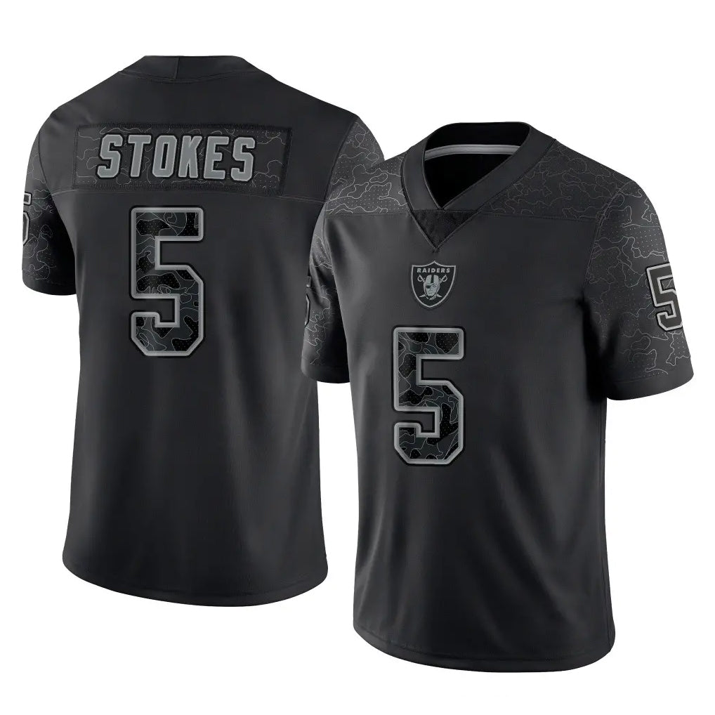 LV.Raiders #5 Eric Stokes Player Black Reflective Limited Game Ddoa Stitched Jerseys