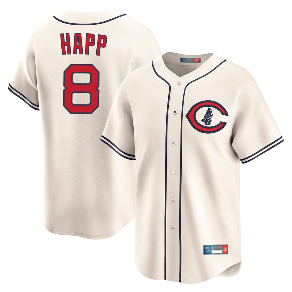 C.Cubs #8 Ian Happ Player Cream Field of Dreams Limited Home Game Ddoa Stitched Jerseys