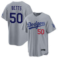LA.Dodgers #50 Mookie Betts Player Gray Game Home Ddoa Stitched Jerseys