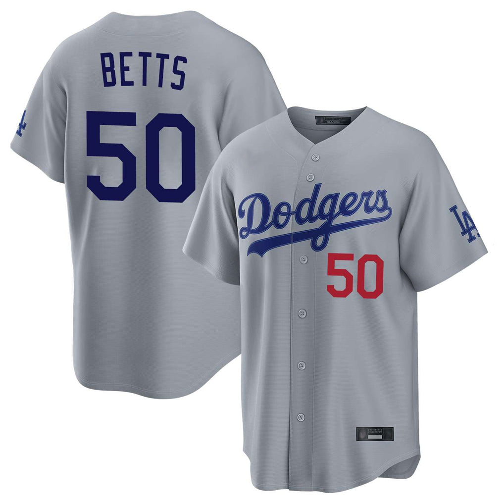 LA.Dodgers #50 Mookie Betts Player Gray Game Home Ddoa Stitched Jerseys