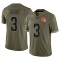 C.Browns #3 Jerry Jeudy Player Olive Salute to Service Limited Game Ddoa Stitched Jerseys