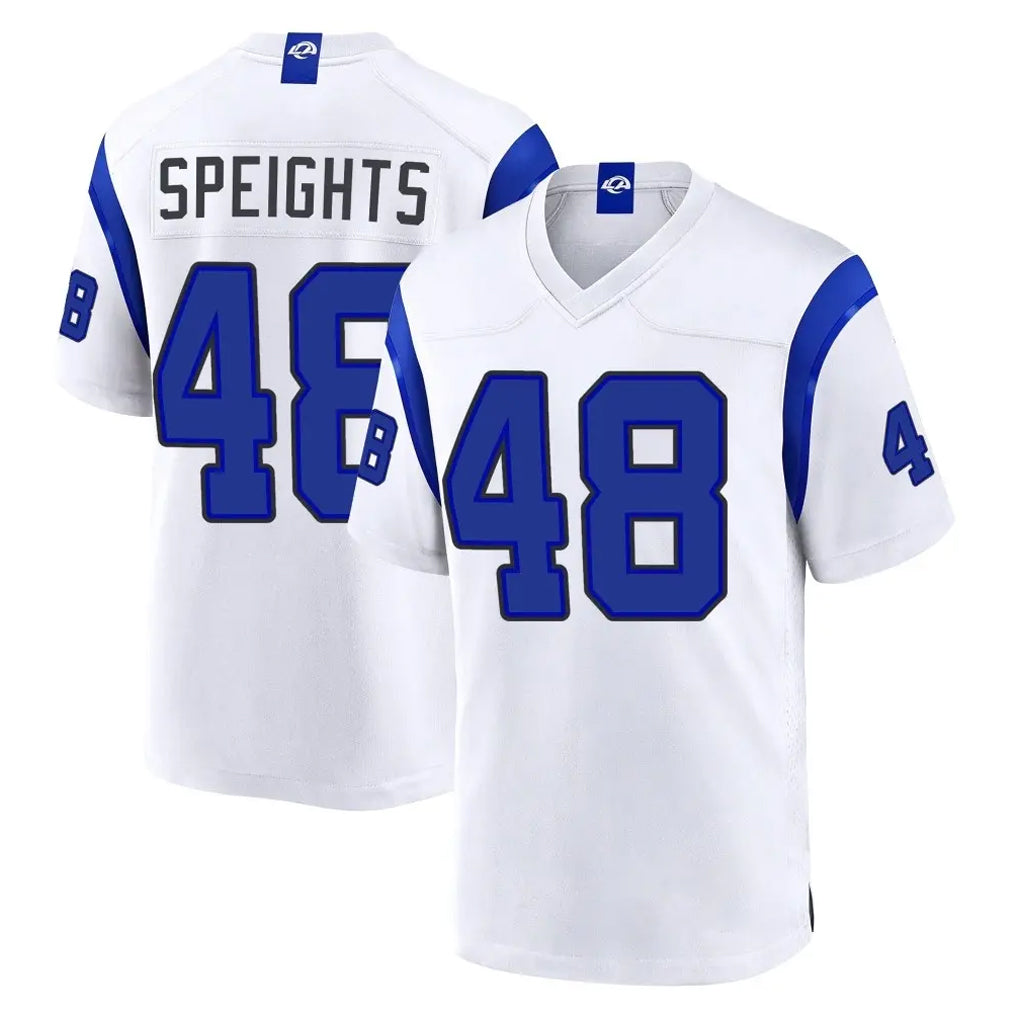 LA.Rams #48 Omar Speights Player White Fearsome Home Game Ddoa Stitched Jerseys